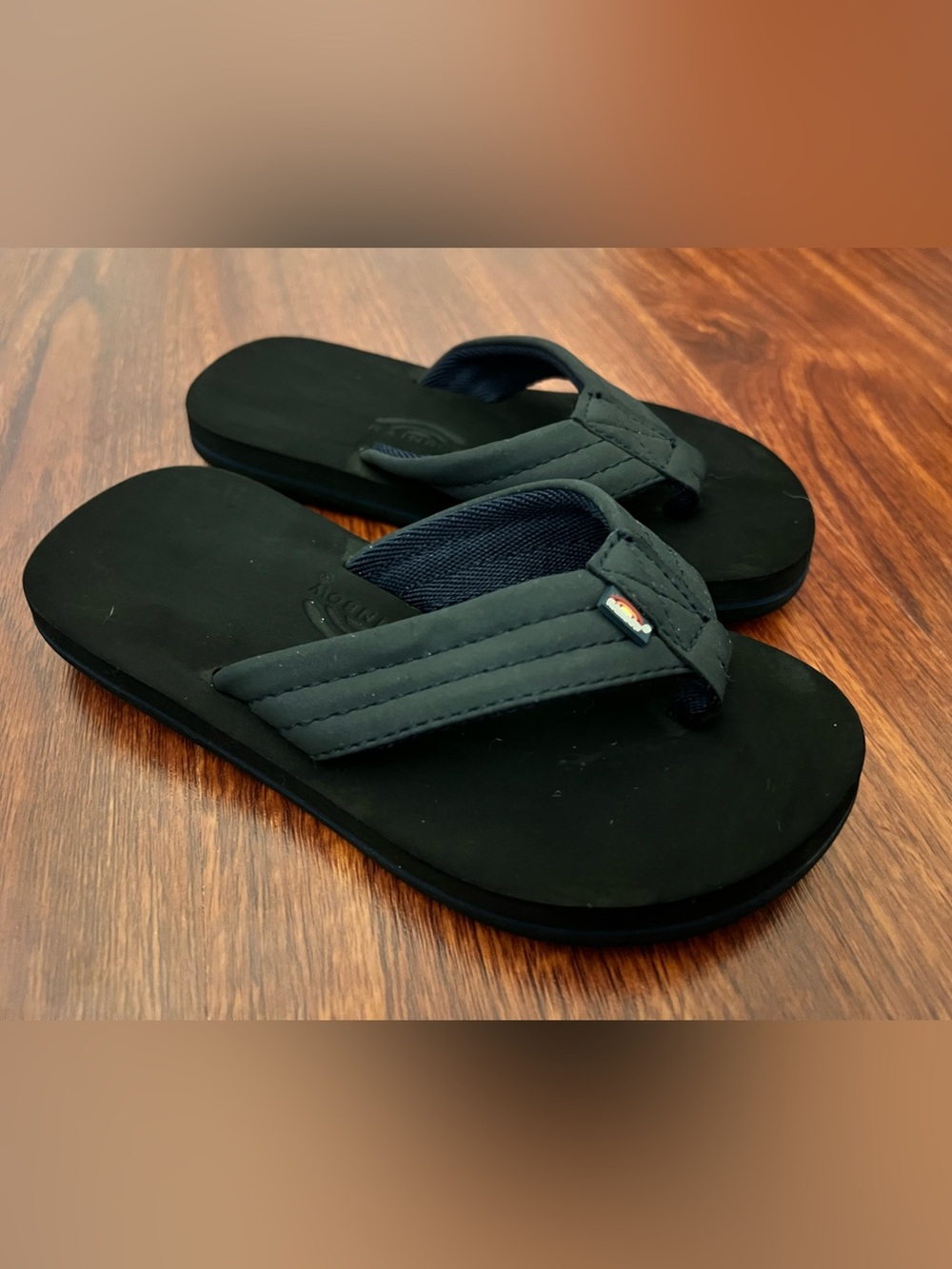 Rainbow Kids Black & Dark Blue Flip Flop Sandals